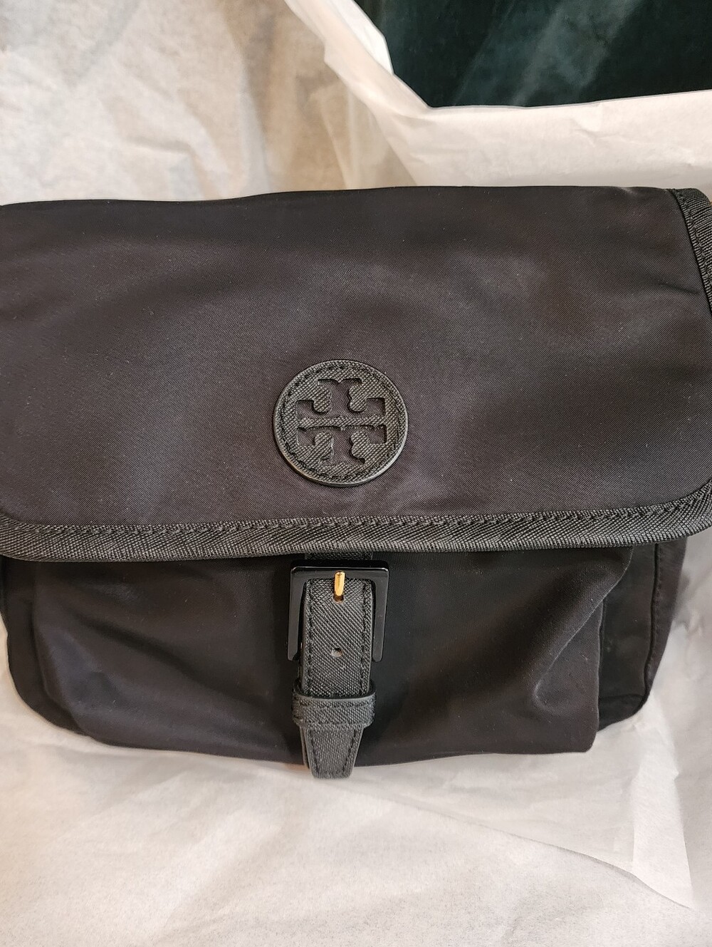 Tory Burch Black Scout Nylon Crossbody Bag w/ Adjustable Strap - Picture 2 of 12